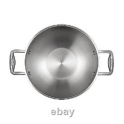 Stahl Triply Stainless Steel Kadai with Lid Stainless Steel Cookware 24 cm