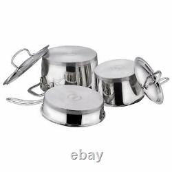 Stainless Steel 3 PCs Induction Cookware Set Saucepan Frypan Casserole With Lid