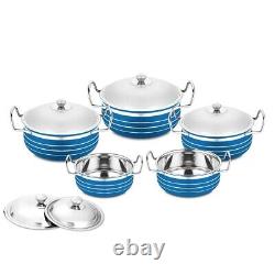 Stainless Steel Blue Handi Patila Cook Serve Cookware Set with Lid