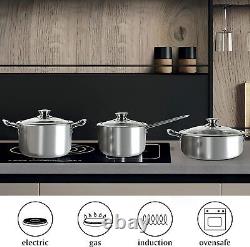 Stainless Steel Cookware Set, 6-Pc pots & pans set Works with STAY-COOL Handle