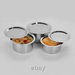 Stainless Steel Cookware Set With Lid, 1L, 1.4L, 1.8L, 3 Piece (White)