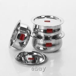 Stainless Steel Cookware Set With Lid- Pack of 3 Pieces