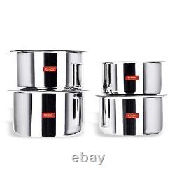 Stainless Steel Cookware Tope Pot Set With Lid 3.7 l to 6.4 l Pack of 4 Pieces