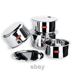Stainless Steel Cookware Tope Pot Set With Lid 3.7 l to 6.4 l Pack of 4 Pieces