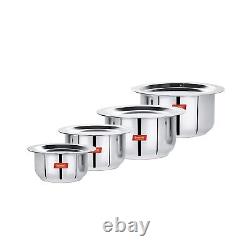 Stainless Steel Cookware Tope Pot Set With Lid- Pack of 4 Pieces