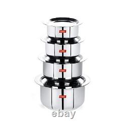 Stainless Steel Cookware Tope Pot Set With Lid- Pack of 4 Pieces