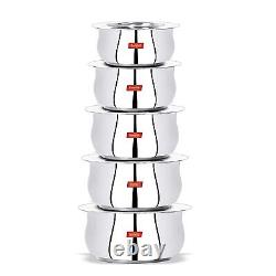 Stainless Steel Cookware Tope Pot Set With Lid- Pack of 5 Pieces