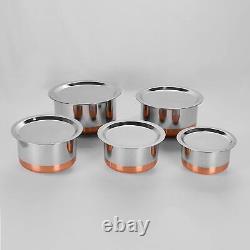 Stainless Steel Copper Bottom Cookware Set with Lid (Silver) 5 Pcs set