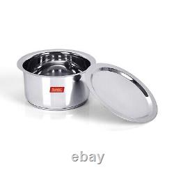 Stainless Steel Encapsulated Bottom Induction, Gas Friendly Cookware Tope, 4Ltr