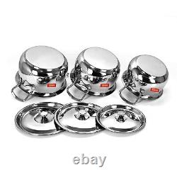Stainless Steel Handi Cookware With Lid Set of 3 Pieces