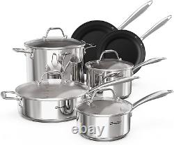 Stainless Steel Pots and Pans Set 10 Piece Kitchen Pots Pans Set Nonstick Pan