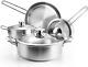 Stainless Steel Pots and Pans Set 7-Piece Kitchen Cookware Sets with Glass Lids