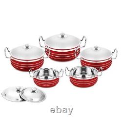 Stainless Steel Red Handi Patila Cook Serve Cookware Set with Lid