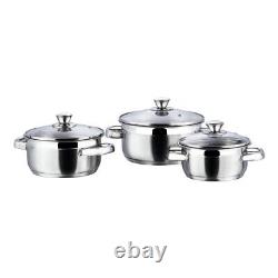 Stainless Steel Saucepot with Glass Lid Cookware Set Pack of 3 Pieces