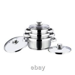 Stainless Steel Saucepot with Glass Lid Cookware Set Pack of 3 Pieces