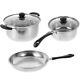 Stainless Steel Stockpot Frying Pan Set Easy Clean Cookware Stylish