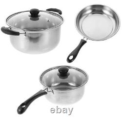 Stainless Steel Stockpot Frying Pan Set Easy Clean Cookware Stylish