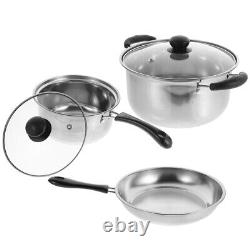 Stainless Steel Stockpot Frying Pan Set Easy Clean Cookware Stylish