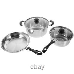 Stainless Steel Stockpot Frying Pan Set Easy Clean Cookware Stylish