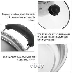 Stainless Steel Stockpot Frying Pan Set Easy Clean Cookware Stylish