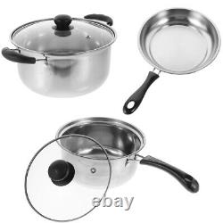 Stainless Steel Stockpot Frying Pan Set Easy Clean Cookware Stylish