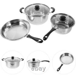 Stainless Steel Stockpot Frying Pan Set Easy Clean Cookware Stylish