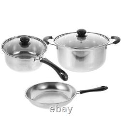 Stainless Steel Stockpot Frying Pan Set Easy Clean Cookware Stylish