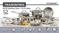 Stainless Steel Tri-Ply Clad Cookware 12-Pcs Set Durable Dishwasher & Oven