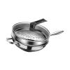 Stainless Steel Wok Pan with Lid and Steamer Grid Cookware Nonstick