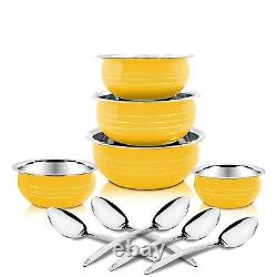 Stainless Steel Yellow Handi Patila Cook Serve Induction Bottom Cookware Set