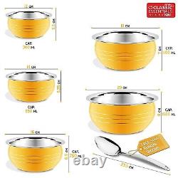 Stainless Steel Yellow Handi Patila Cook Serve Induction Bottom Cookware Set