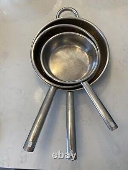 Stainless steel saucepan set used