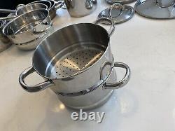 Stainless steel saucepan set used