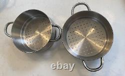 Stainless steel saucepan set used