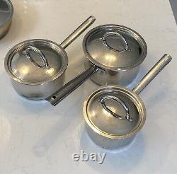 Stainless steel saucepan set used