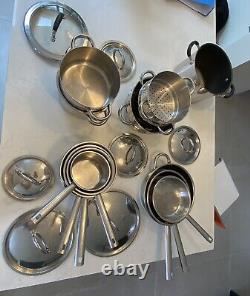 Stainless steel saucepan set used