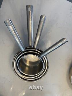 Stainless steel saucepan set used