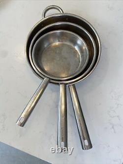 Stainless steel saucepan set used