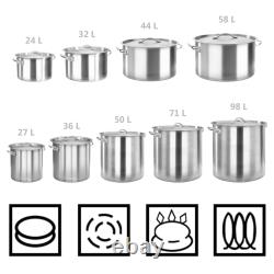 Stock Pot with Lid 25L Stainless Steel Catering Soup Pot Multi Sizes vidaXL