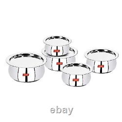 Sumeet Stainless Steel Cookware Pan Set With Lid 5 Piece