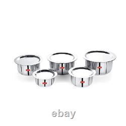Sumeet Stainless Steel Cookware TOPE POT Set With Lid, 5 Piece (Steel)