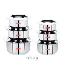 Sumeet Stainless Steel Tope/Patila/Stock Pot Cookware With Lid Set Of 6pcs