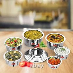 Sumeet Stainless Steel Tope/Patila/Stock Pot Cookware With Lid Set Of 6pcs