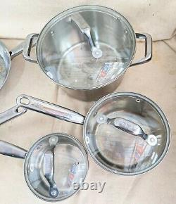 T-Fal Ultimate 8 Piece Cookware Set Stainless Steel USED