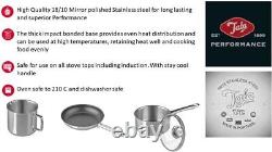 Tala Performance 5 Piece Stainless Steel Cookware Set, Saucepans with Stainless