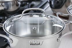Tefal Cookware Kitchen Set Uno 10 Pcs Saucepan Stewpots Stockpot Glass Lids Pots