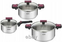 Tefal Cookware Set Cook & Clip 6 Pcs Saucepan Stewpots Glass Lids Pots Pot LID