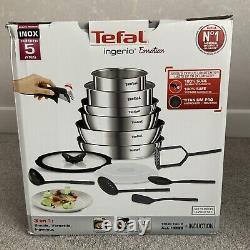 Tefal Ingenio Stainless Steel 15 Piece Emotion Pots Pans Cookware Set, Induction