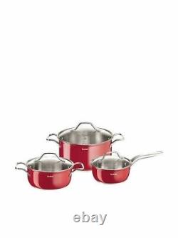 Tefal Intuition Stainless Steel Cookware Set 3pcs Red B903S3