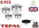 Tefal Stainless Steel Cookware Duetto Set 8 Pcs Lid Pots 24 Cm Pan Kitchen